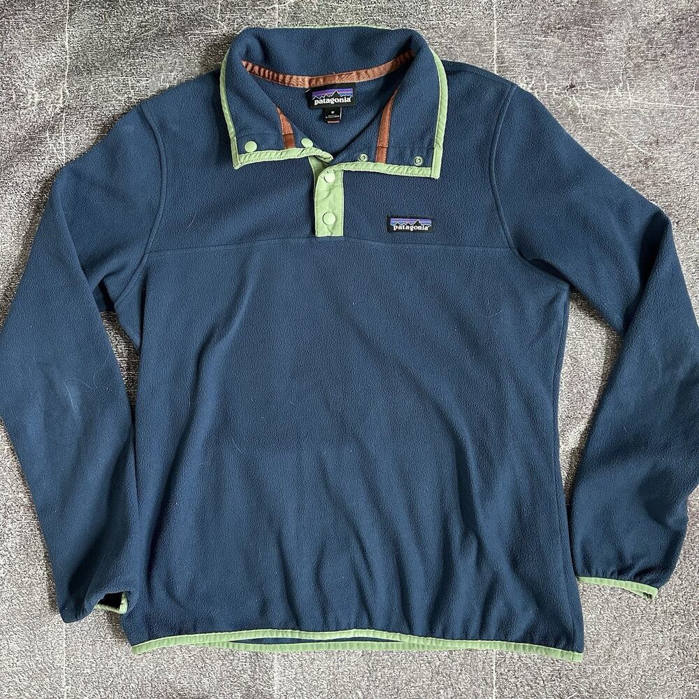Women's Patagonia Micro D Blue Lightweight Snap T Fleece Pullover Jacket Sz M